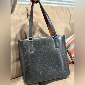 🔥24HR SALE🔥 Rare Louis Vuitton Mat Stockton Vernis Tote Gray Leathe